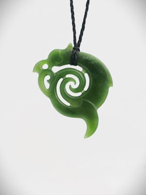 Moko Pounamu Koropepe NZ Genuine Kahotea Greenstone - Waitahora
