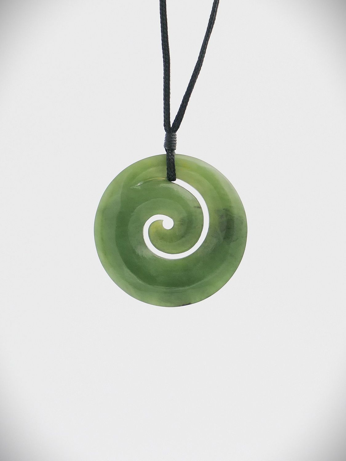 Moko Pounamu Koru NZ Genuine Inanga Greenstone - Hangatiki