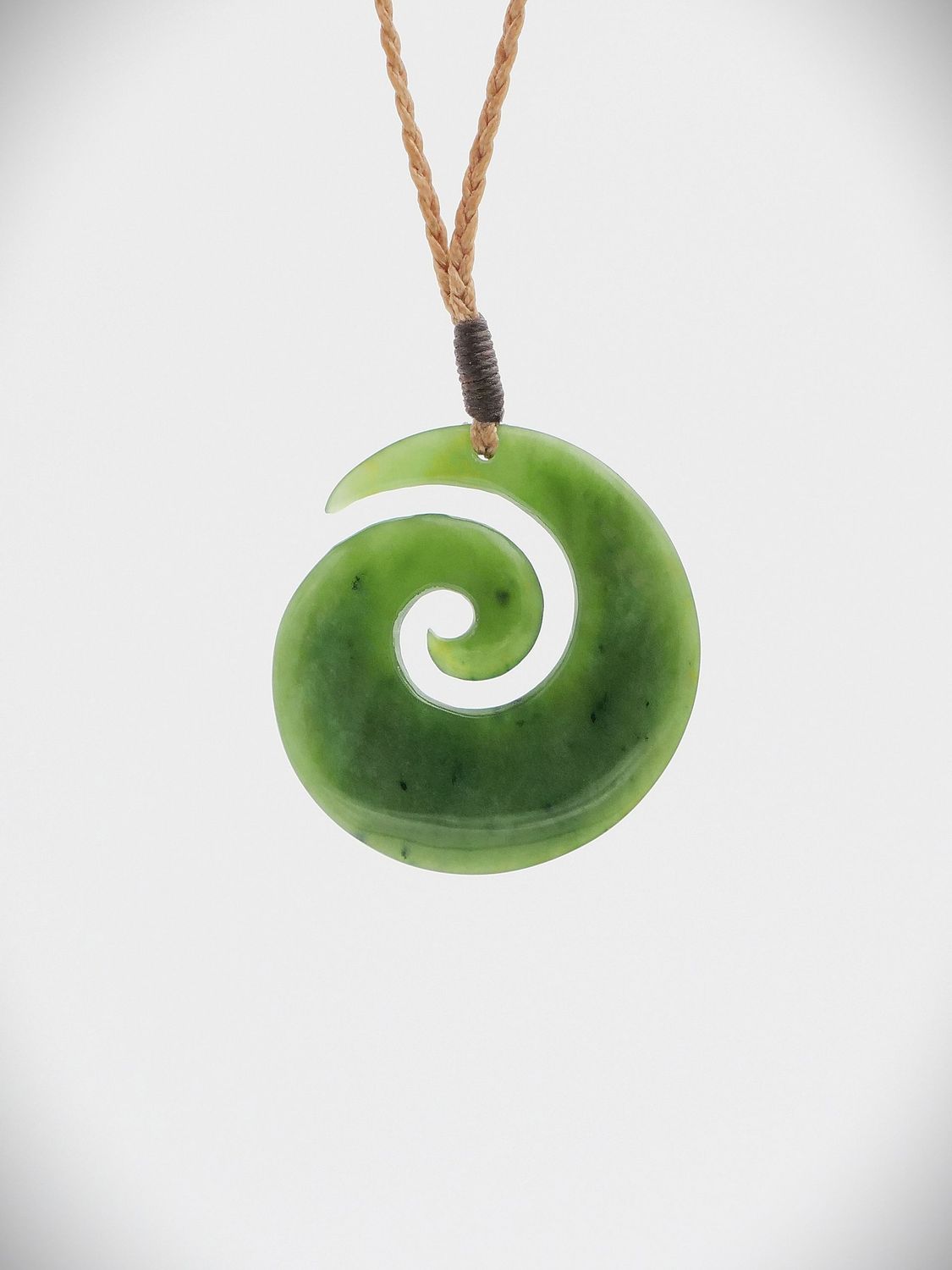Moko Pounamu Koru NZ Genuine Marsden Flower Greenstone  - Waitaanga