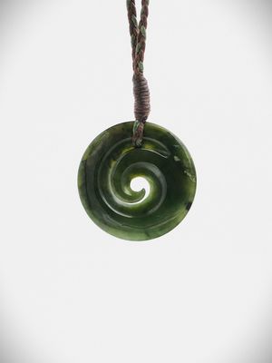 Moko Pounamu Koru NZ Genuine Kawakawa Greenstone - Taoroa