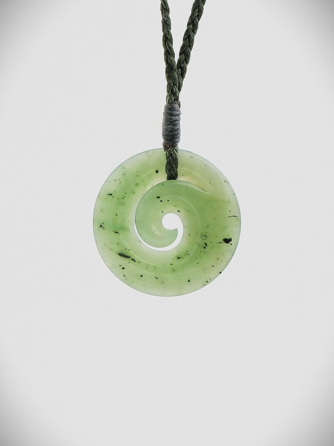 Moko Pounamu Koru NZ Genuine Inanga Greenstone - Whataroa