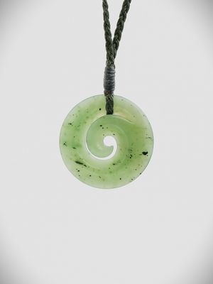Moko Pounamu Koru NZ Genuine Inanga Greenstone - Whataroa