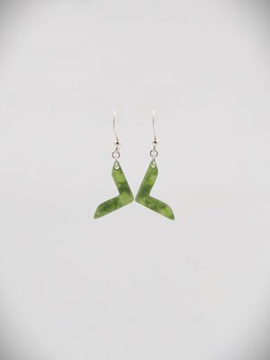Moko Pounamu NZ Kawakawa Greenstone & Sterling Silver Earrings - Oueroa