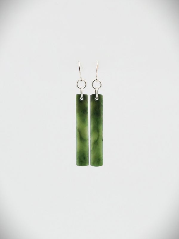 Moko Pounamu NZ Kawakawa Greenstone & Sterling Silver Earrings - Ruataniwha