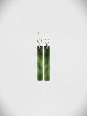 Moko Pounamu NZ Kawakawa Greenstone & Sterling Silver Earrings - Ruataniwha