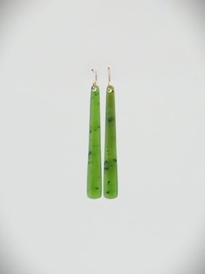 Moko Pounamu NZ Kahurangi Greenstone & 9ct Gold Earrings - Te Hauke