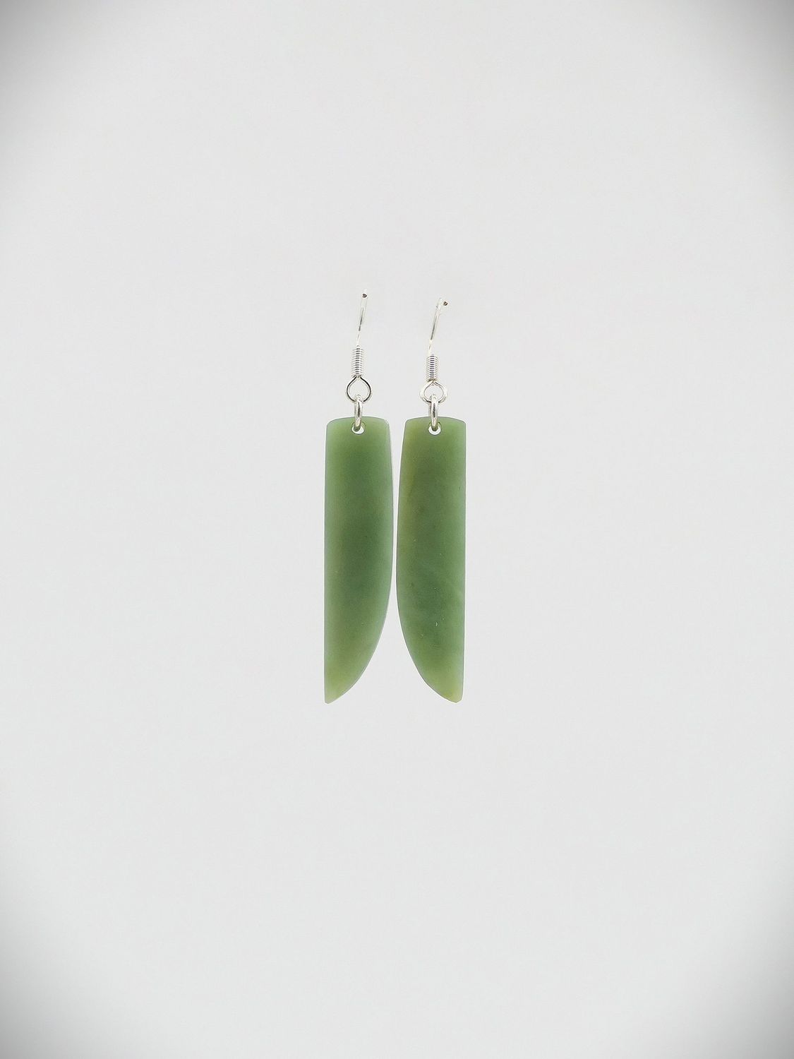 Moko Pounamu NZ Inanga Greenstone & Sterling Silver Earrings - Otane