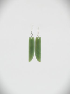 Moko Pounamu NZ Inanga Greenstone & Sterling Silver Earrings - Otane