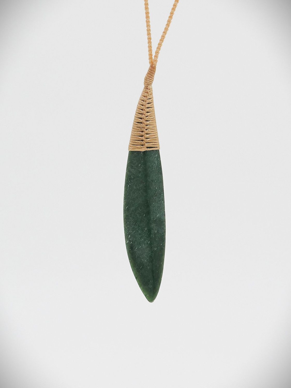 Moko Pounamu Artistic Leaf NZ Genuine Kawakawa Greenstone - Te Hauke