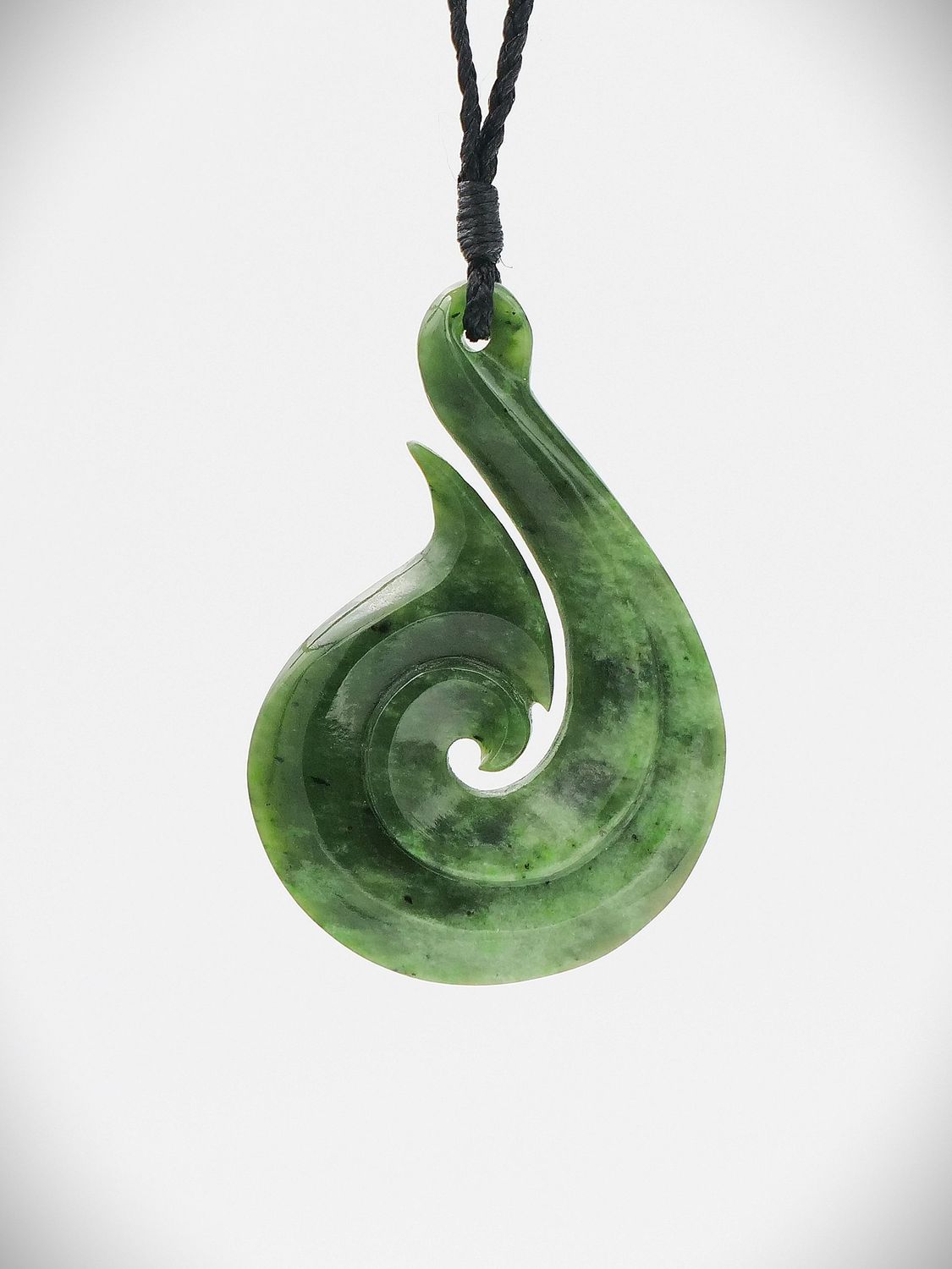 Moko Pounamu Hei Matau (Hook) NZ Genuine Kahotea Greenstone - Marohemo
