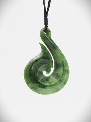 Moko Pounamu Hei Matau (Hook) NZ Genuine Kahotea Greenstone - Marohemo