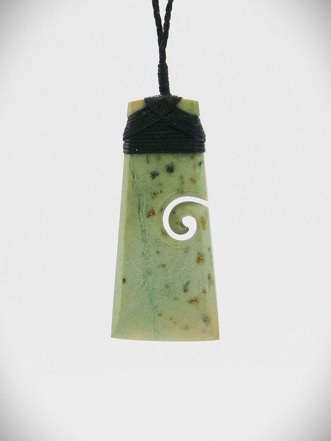Moko Pounamu Toki with Koru NZ Genuine Kokopu Greenstone - Hikuraki
