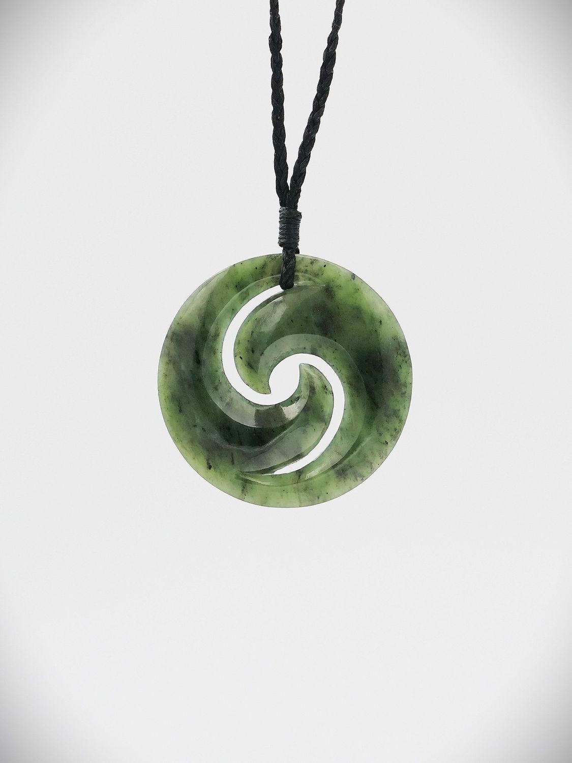 Moko Pounamu Double Koru NZ Genuine Kawakawa Greenstone - Tapawera