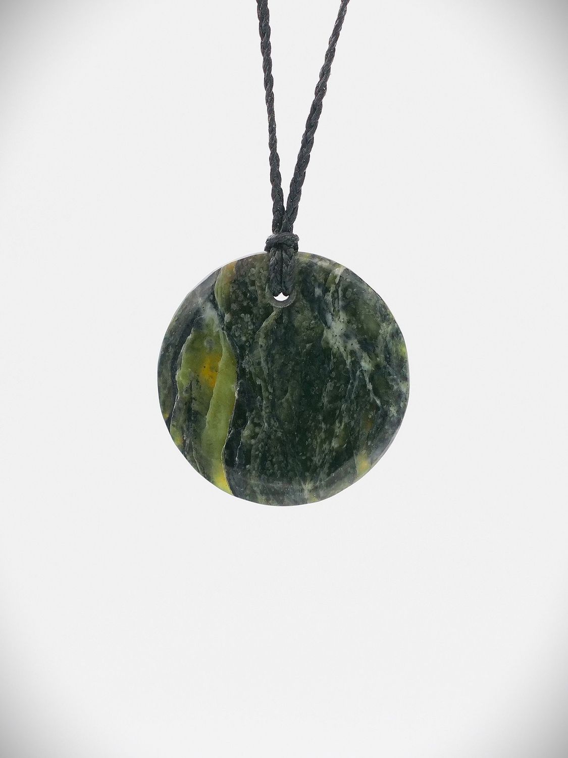 Moko Pounamu Porohita (Disc) NZ Genuine Douglas Creek Serpentinite Greenstone - Ongaonga