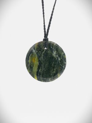 Moko Pounamu Porohita (Disc) NZ Genuine Douglas Creek Serpentinite Greenstone - Ongaonga