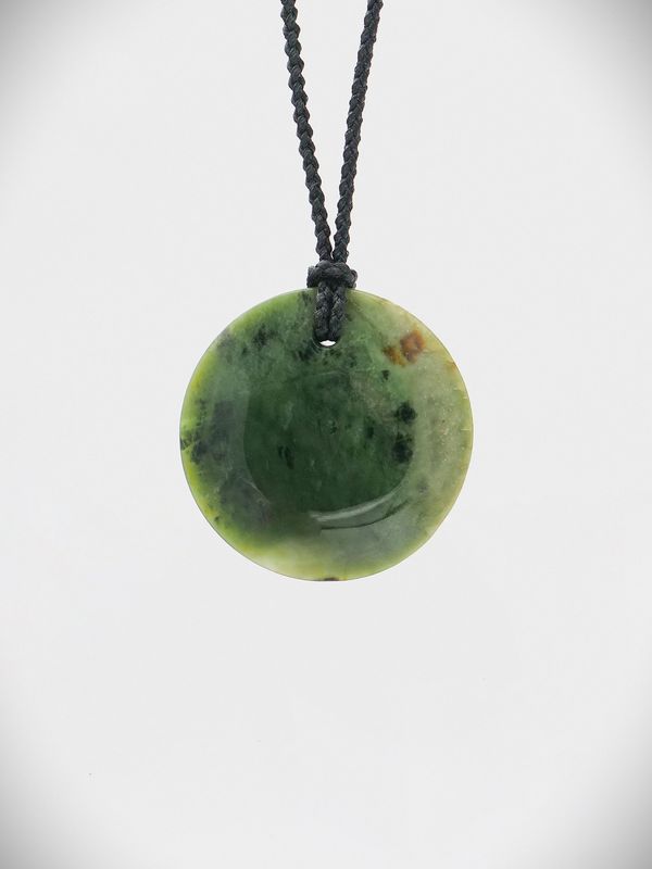 Moko Pounamu Porohita (Disc) NZ Genuine Kawakawa Flower Greenstone - Kaitawa