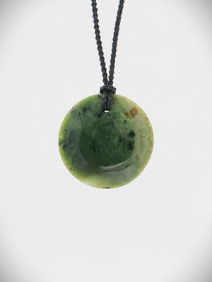 Moko Pounamu Porohita (Disc) NZ Genuine Kawakawa Flower Greenstone - Kaitawa