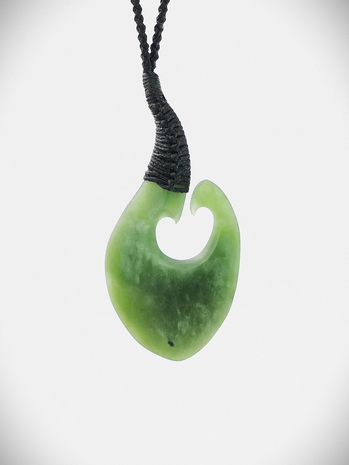Moko Pounamu Hei Matau (Hook) NZ Genuine Kahotea Greenstone - Mangaorapa