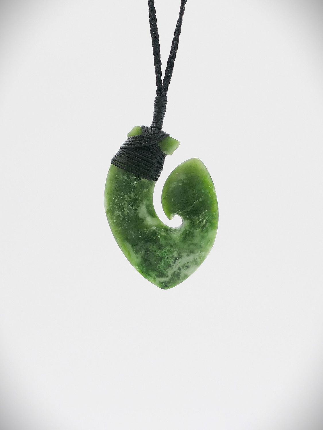 Moko Pounamu Hei Matau (Hook) NZ Genuine Kahotea Greenstone - Paerata
