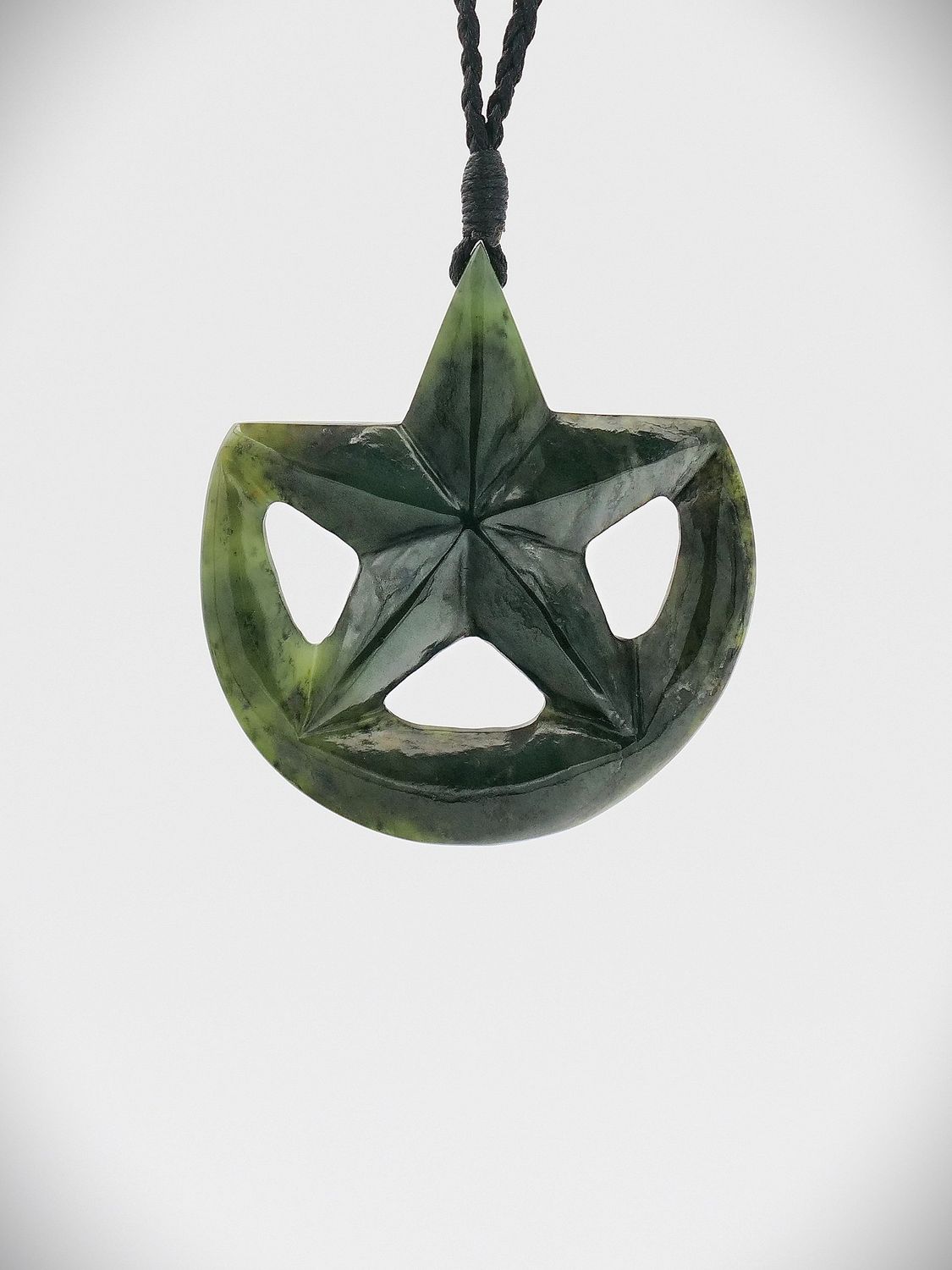 Moko Pounamu Ratana Star NZ Genuine Kawakawa Greenstone - Rotomanu