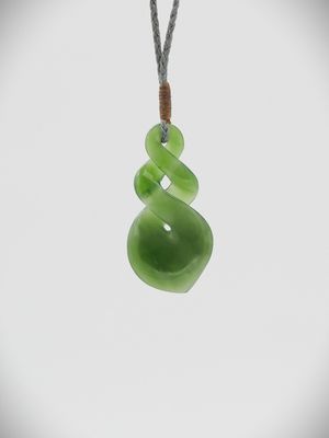 Moko Pounamu Double Pikorua (Twist) NZ Genuine Kahurangi Greenstone - Raureka