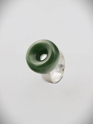 Moko Pounamu Ana Krakosky NZ Genuine Kahurangi Greenstone & Sterling Silver Mauri Ring - Aramoana