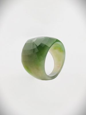 Moko Pounamu Faceted Ring NZ Genuine Kahurangi Greenstone - Titoki