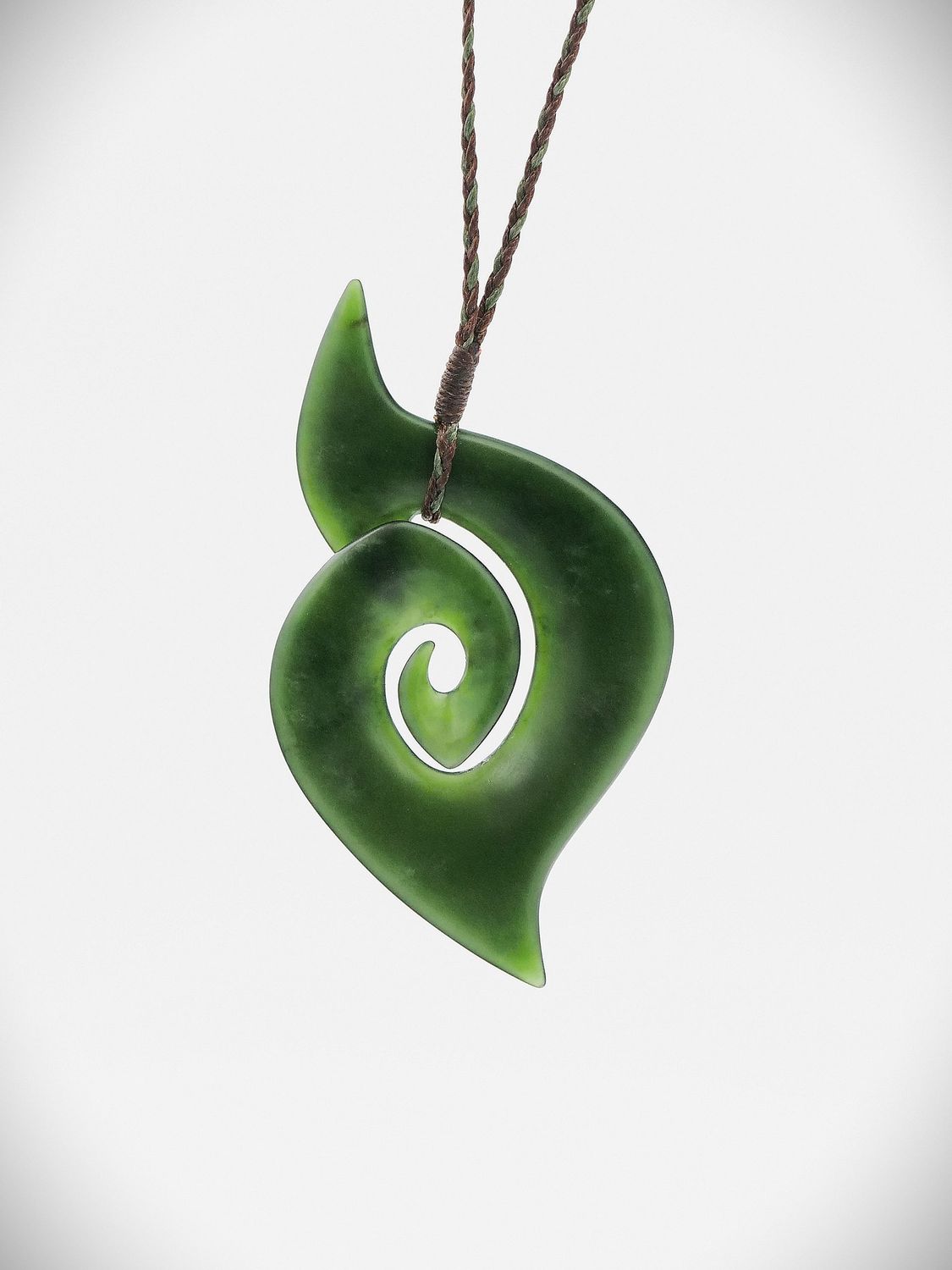Moko Pounamu Koru NZ Genuine Kawakawa Greenstone - Pakipaki