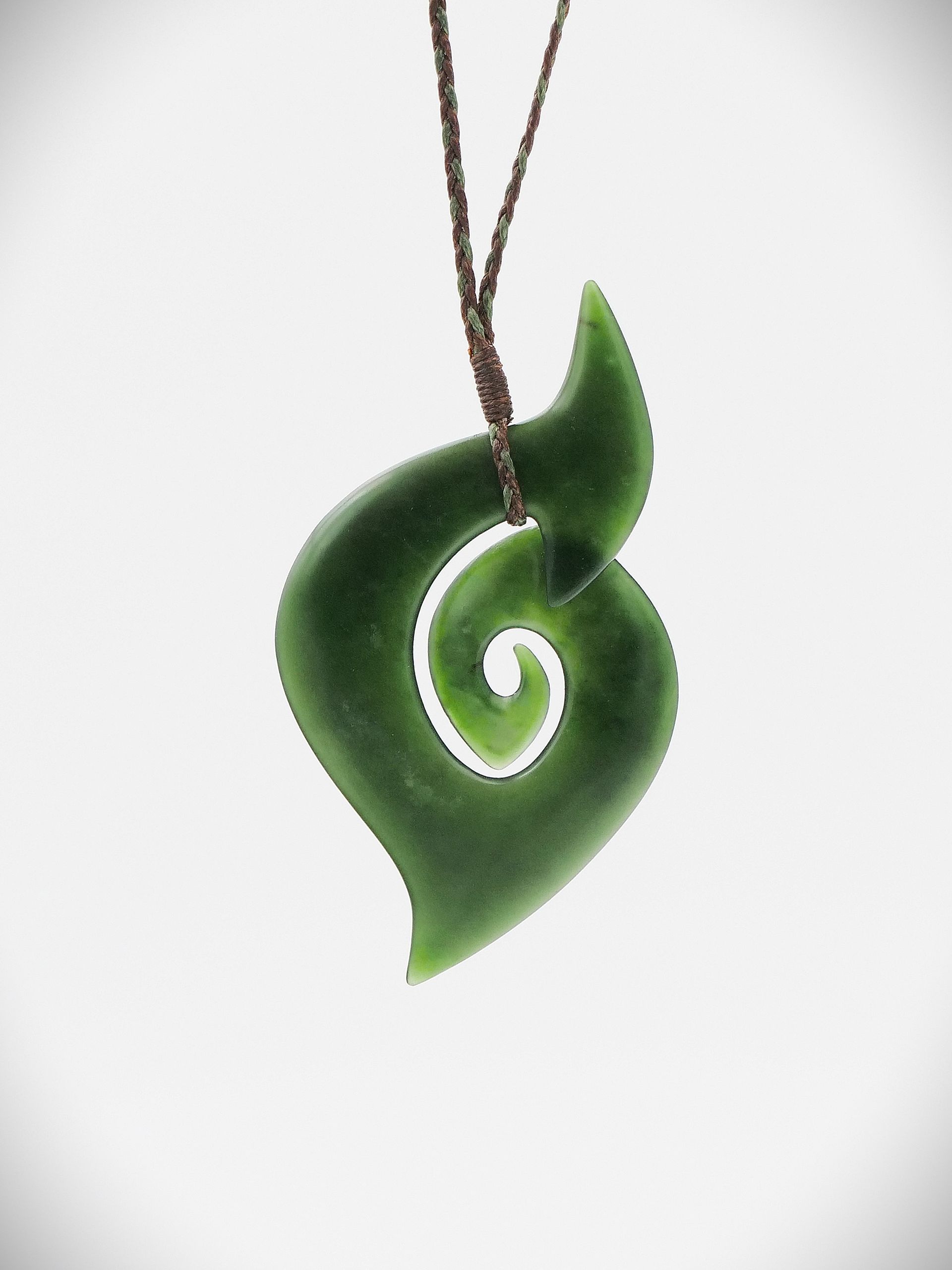 Moko Pounamu Koru NZ Genuine Kawakawa Greenstone - Pakipaki