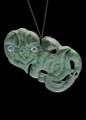 Moko Pounamu Hei Tiki NZ Genuine Kawakawa Greenstone - Arapaoa