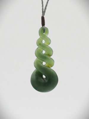 Moko Pounamu Quadruple Pikorua NZ Genuine Kawakawa Greenstone - Kaipakirikiri