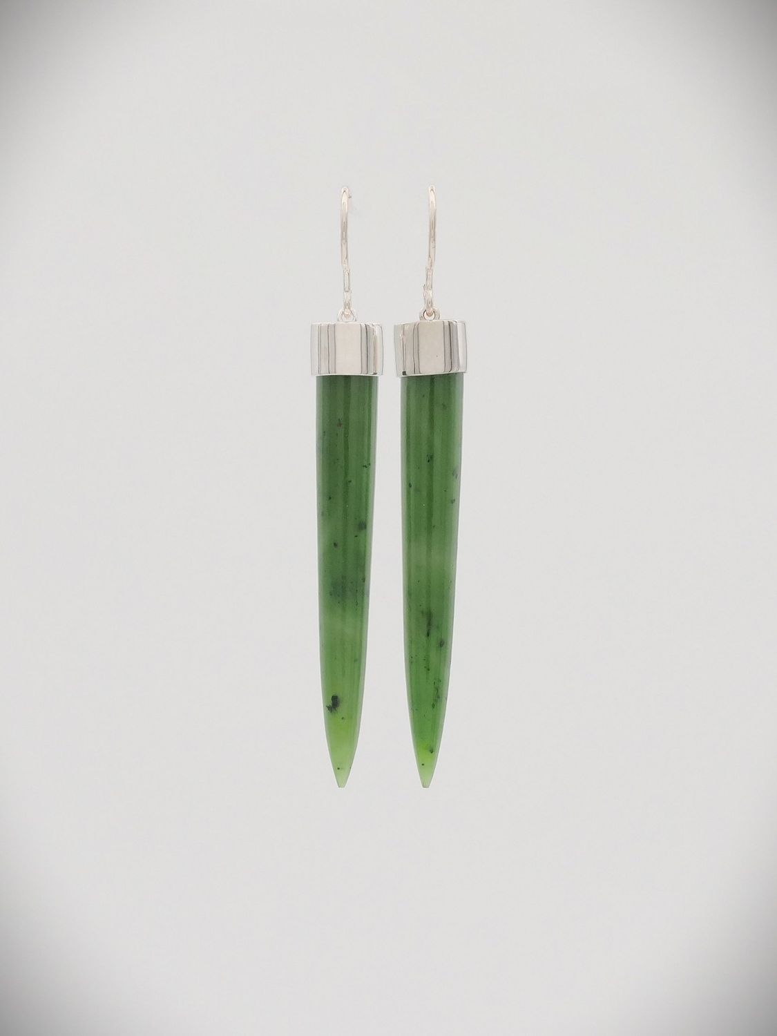 Moko Pounamu NZ Genuine Greenstone and Silver Pendulum Drop Earrings SC3ER