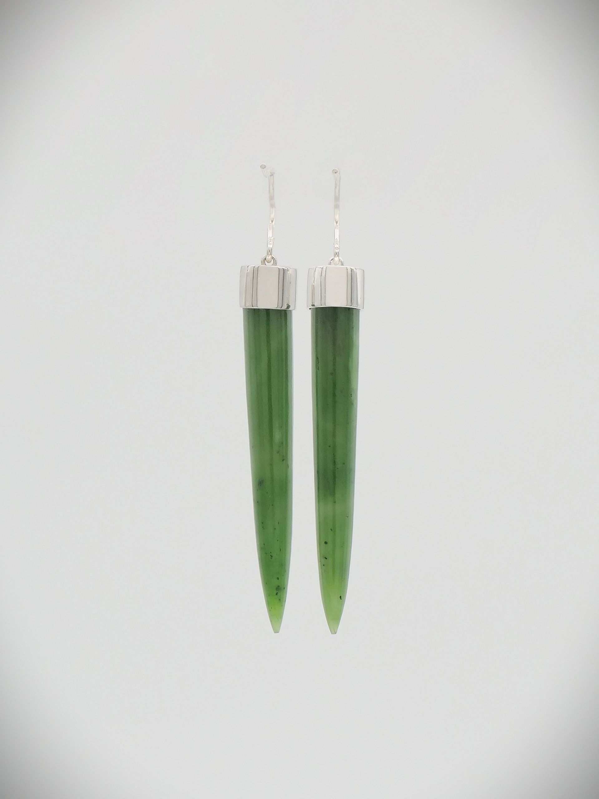 Moko Pounamu NZ Genuine Greenstone and Silver Pendulum Drop Earrings SC3ER