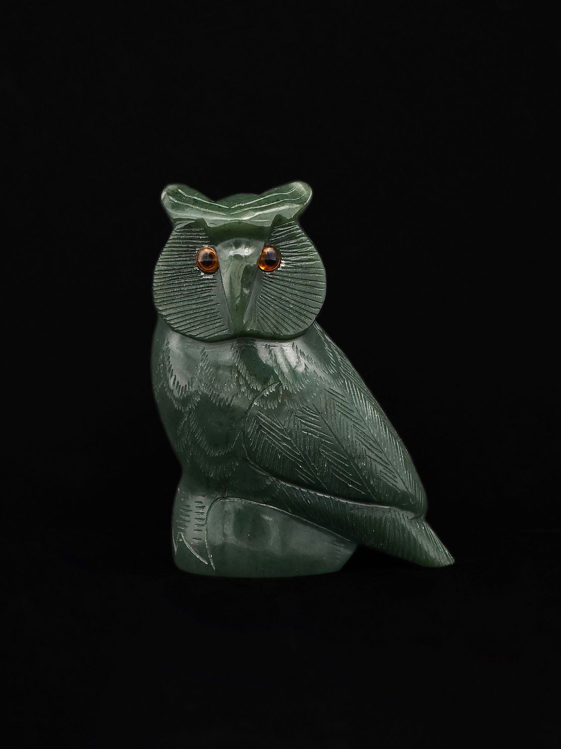 Moko Pounamu Owl NZ Genuine Inanga Greenstone - Ruru Nohinohi