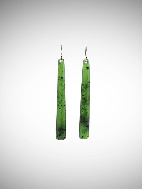 Moko Pounamu NZ Kahurangi Greenstone & Sterling Silver Earrings - Piopiotahi