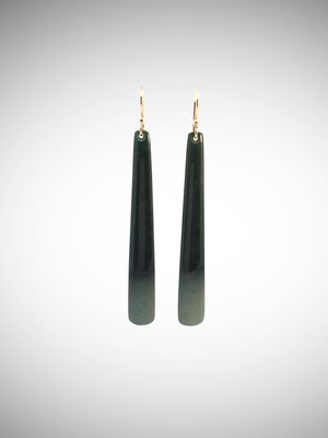 Moko Pounamu NZ Kawakawa Flower Greenstone & Gold Hook Earrings - Otapara