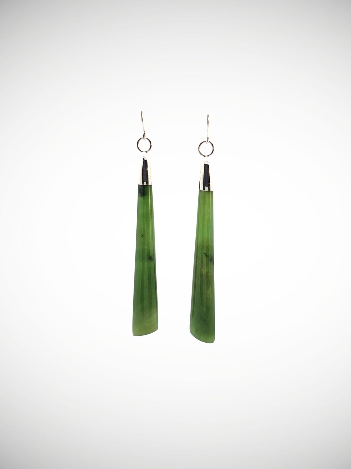 Moko Pounamu NZ Kahurangi Greenstone & Sterling Silver Earrings - Papaki