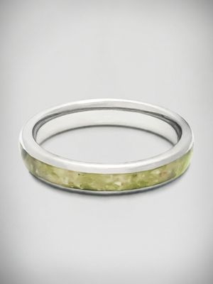 Moko Pounamu Sterling Silver & Genuine NZ Kahurangi Greenstone Band Ring 4mm SSBR4
