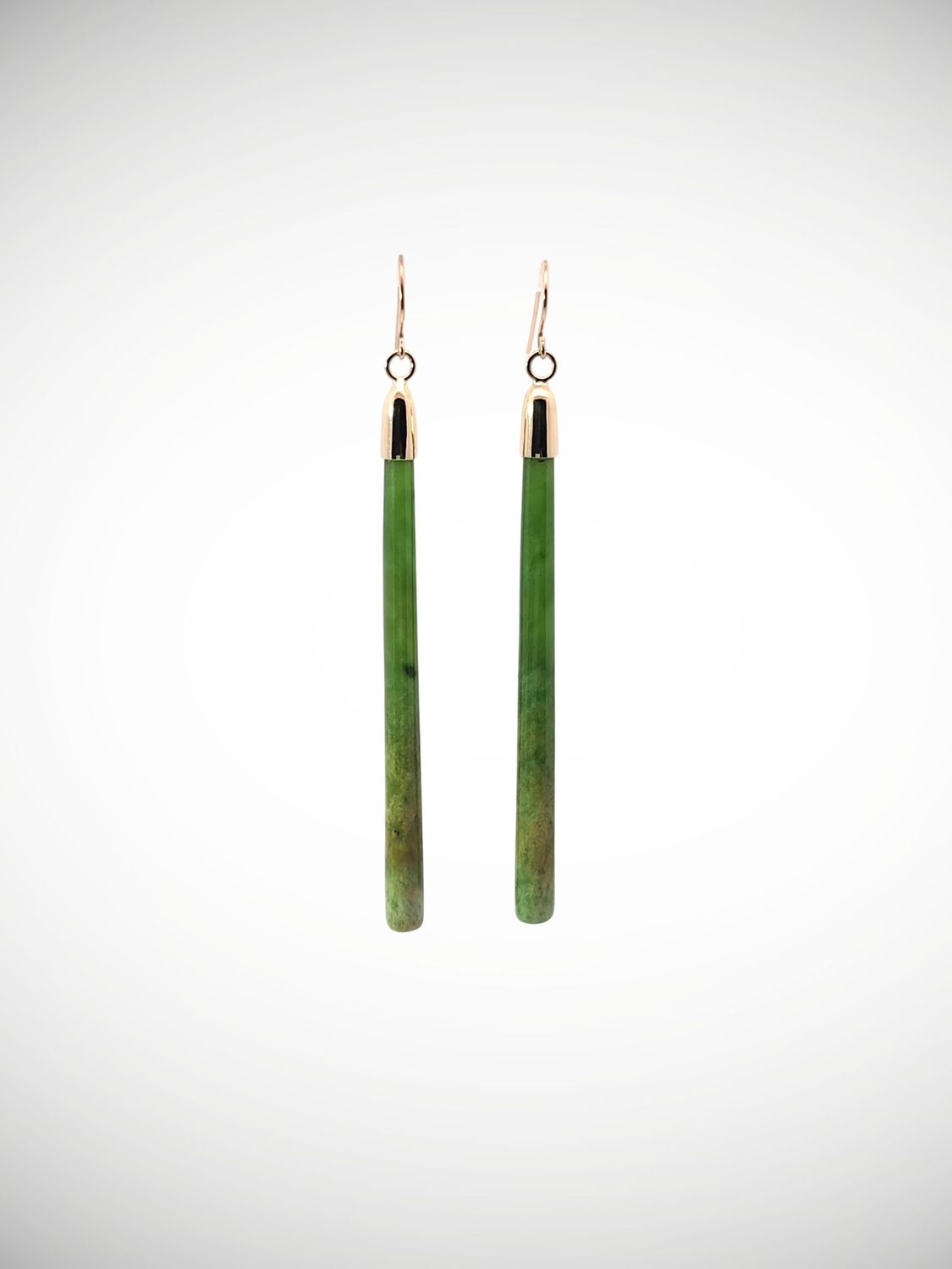 Moko Pounamu NZ Genuine Kahurangi Flower Greenstone & 9ct Gold Earrings - Uenuku