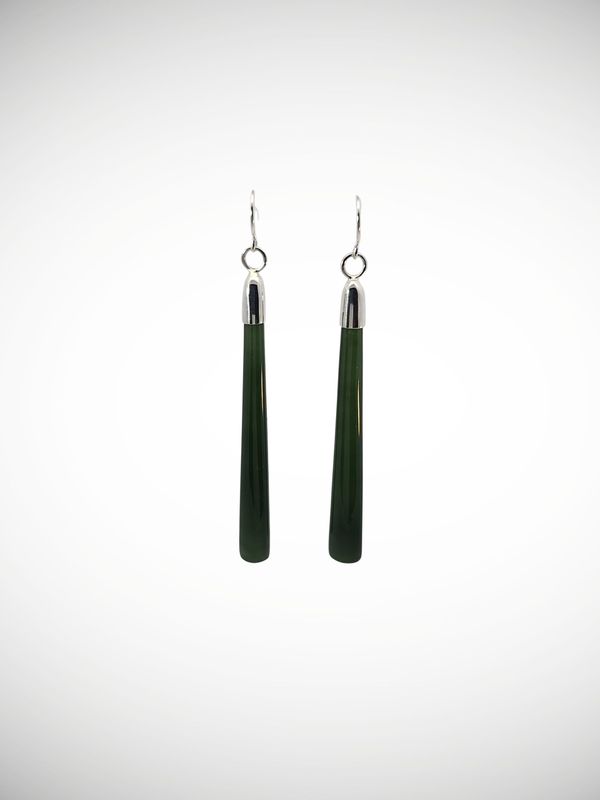 Moko Pounamu NZ Kawakawa & Sterling Silver Earrings - Whakaari