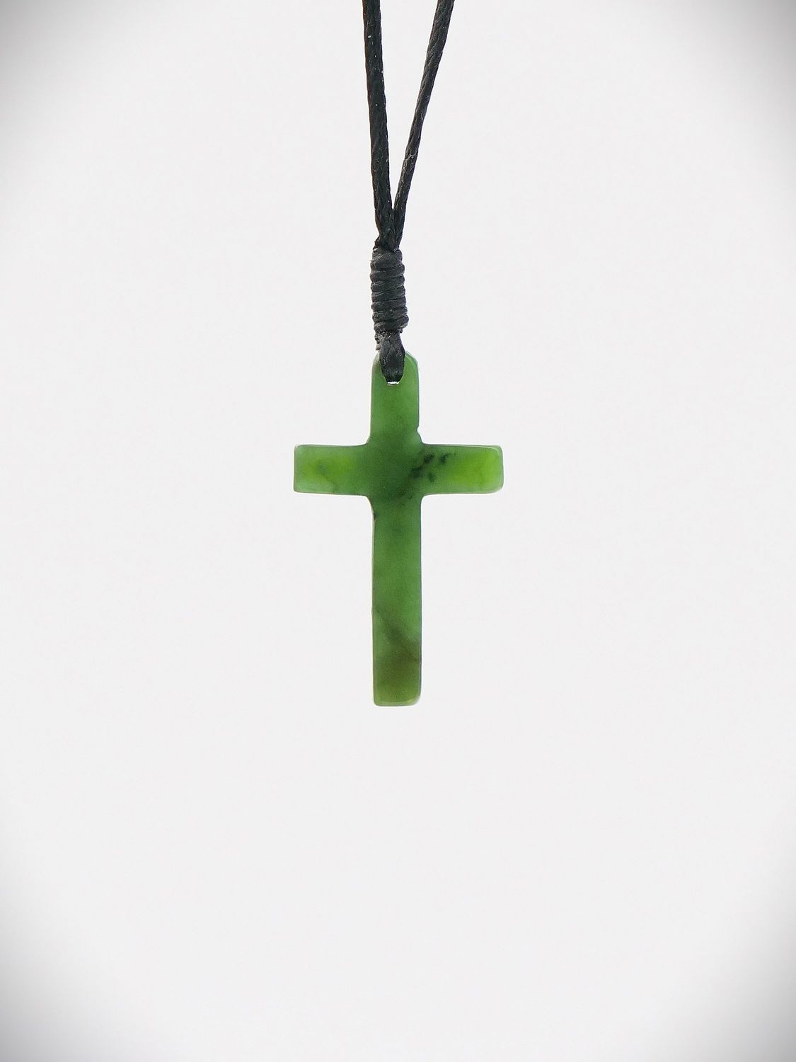 Moko Pounamu Cross NZ Genuine Kawakawa Greenstone - Titirangi