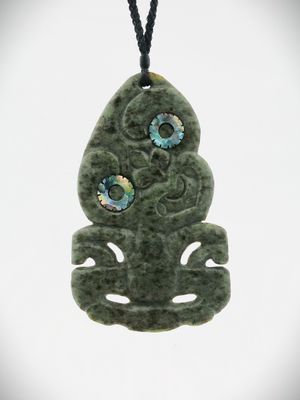Moko Pounamu Hei Tiki NZ Genuine Kokopu Greenstone - Kakanui