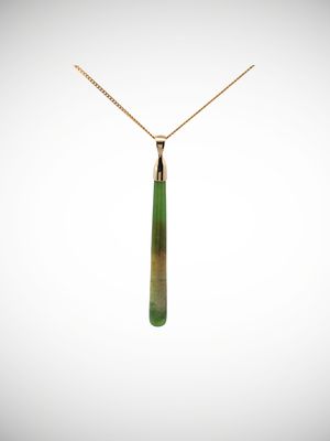 Moko Pounamu Roimata (Teardrop) NZ Genuine Kahurangi Flower Greenstone & 9ct Gold - Tauraka