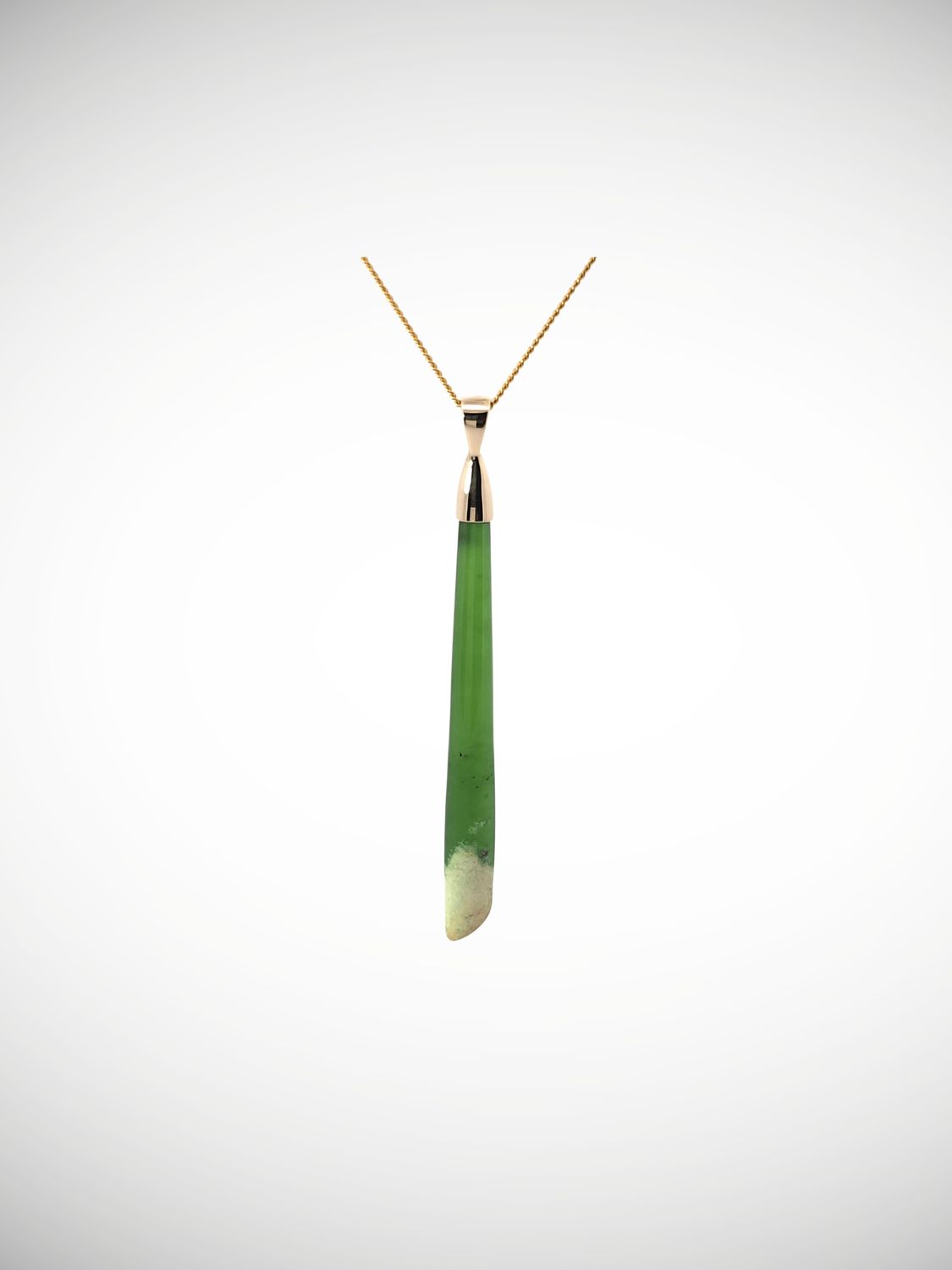 Moko Pounamu Gilt Jewellery Roimata (Teardrop) NZ Genuine Kahurangi Flower Greenstone & 9ct Gold - Okaka
