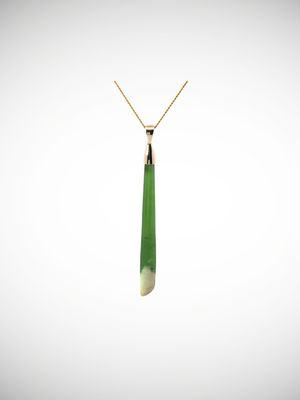 Moko Pounamu Gilt Jewellery Roimata (Teardrop) NZ Genuine Kahurangi Flower Greenstone & 9ct Gold - Okaka