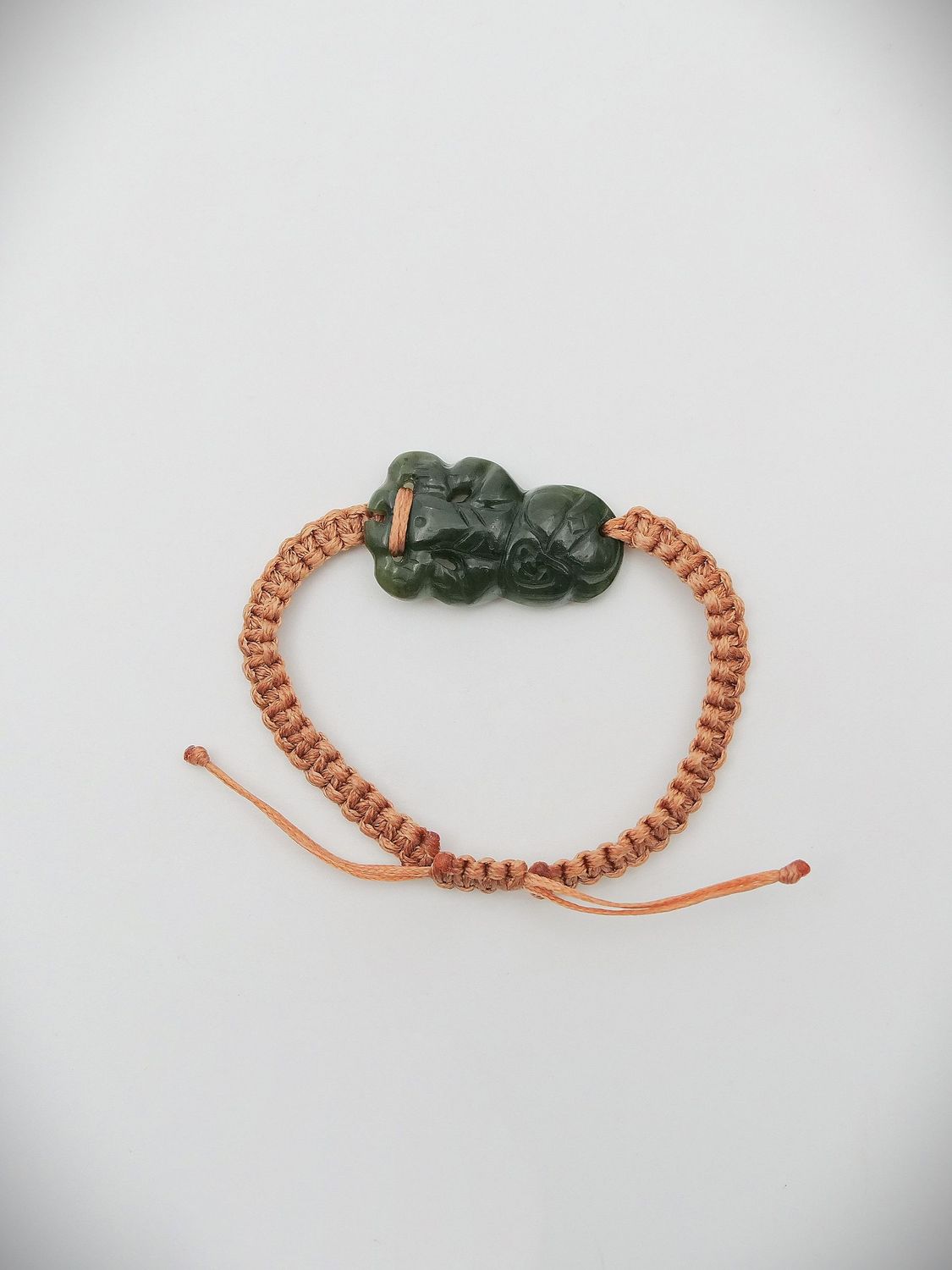 Moko Pounamu Hei Tiki Adjustable Bracelet NZ Genuine Kawakawa Greenstone - Tinui
