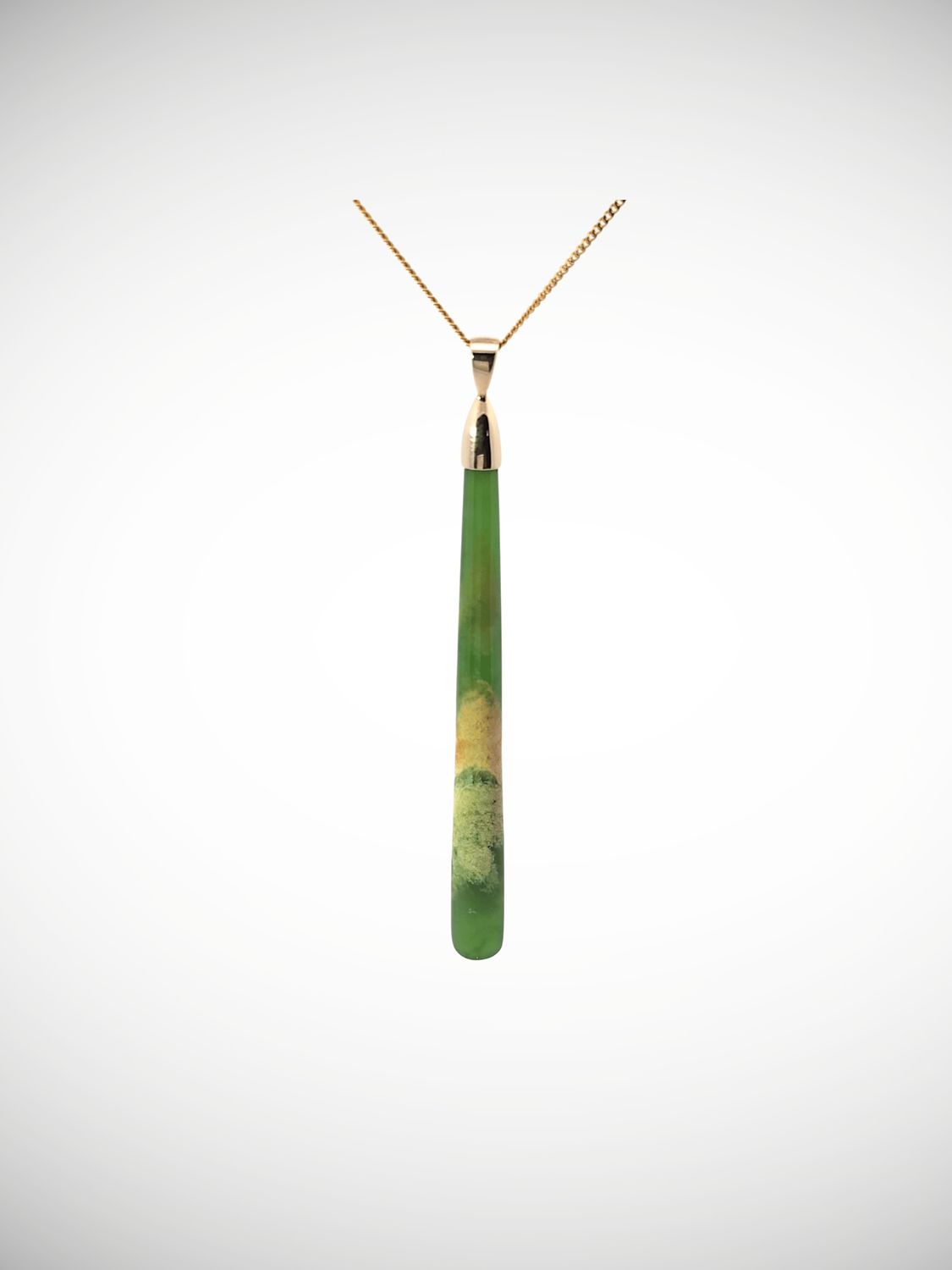 Moko Pounamu Gilt Jewellery Roimata (Teardrop) NZ Genuine Kahurangi Flower Greenstone & 9ct Gold - Te Waituna