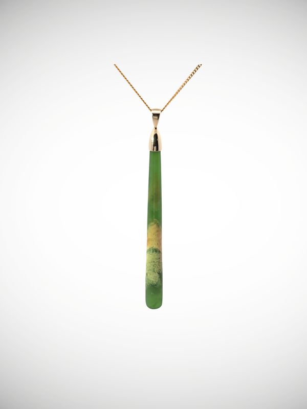Moko Pounamu Gilt Jewellery Roimata (Teardrop) NZ Genuine Kahurangi Flower Greenstone & 9ct Gold - Te Waituna