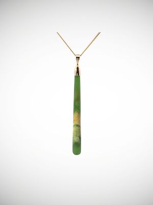 Moko Pounamu Gilt Jewellery Roimata (Teardrop) NZ Genuine Kahurangi Flower Greenstone & 9ct Gold - Te Waituna