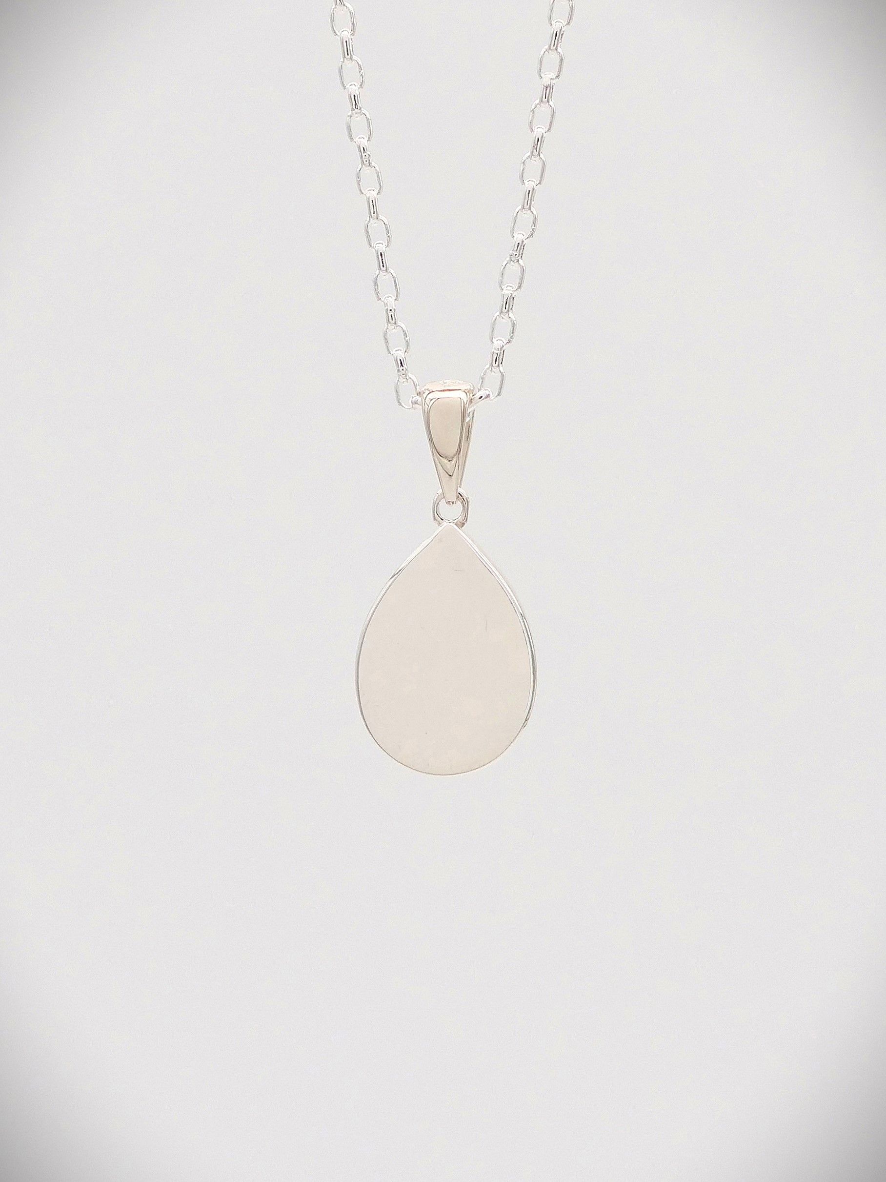 Moko Pounamu Greenstone and Sterling Silver Teardrop Pendant - P31S